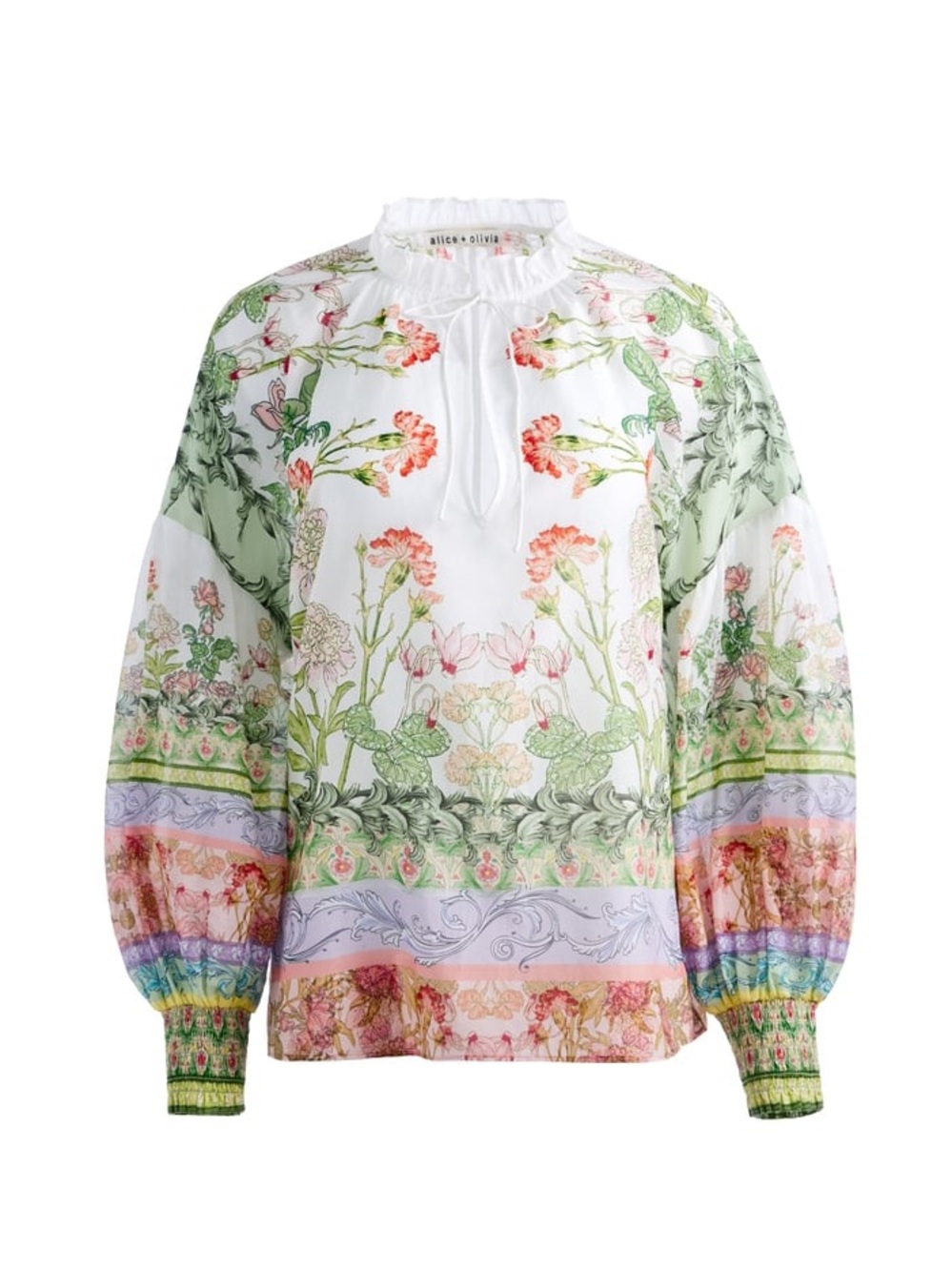 Alice & Olivia Julius Smocked Scarf sheer Blouse Size S - Picture 6 of 13